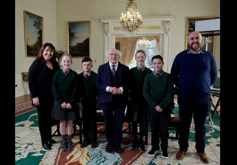 Tipperary national school students meet President Higgins in Aras an Uachtarain 