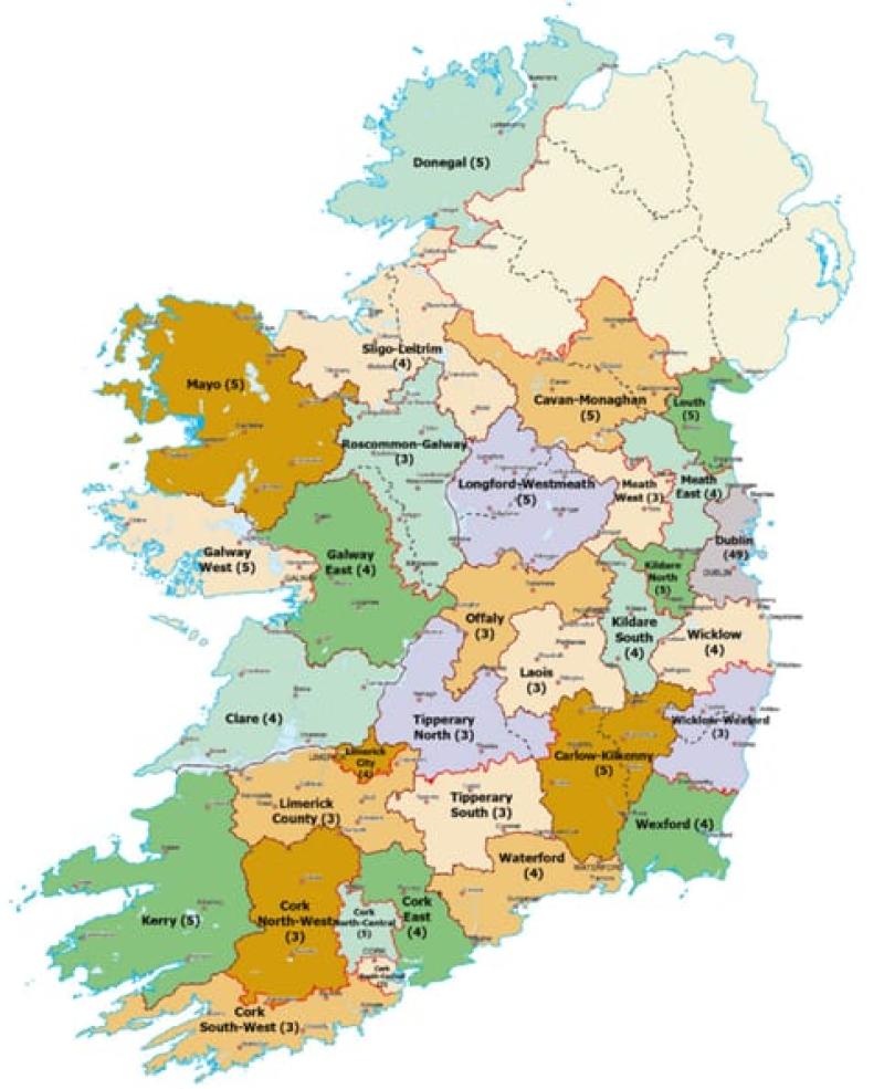 County Tipperary divided to become two 3-seater constituencies once again