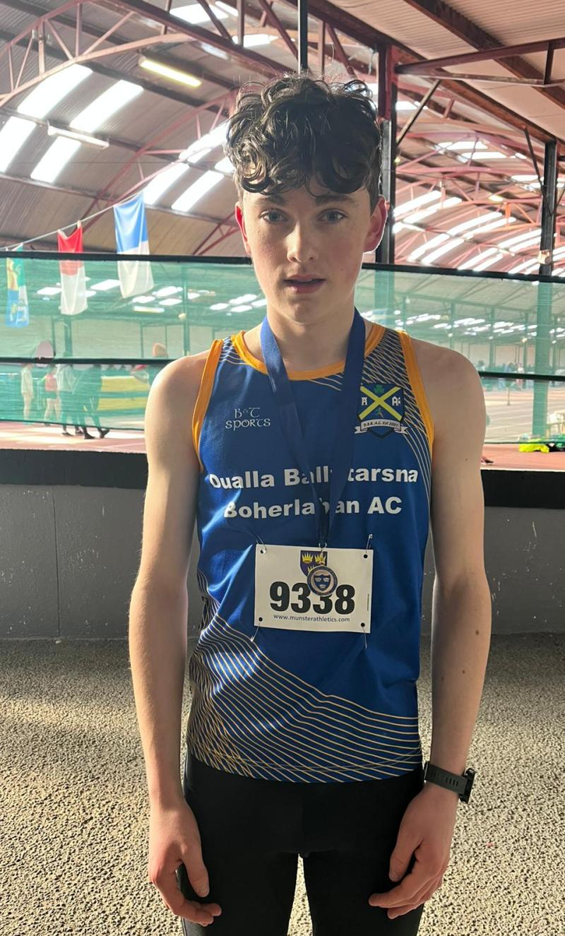 Gold for young Tipperary middle distance runner in Munster indoors