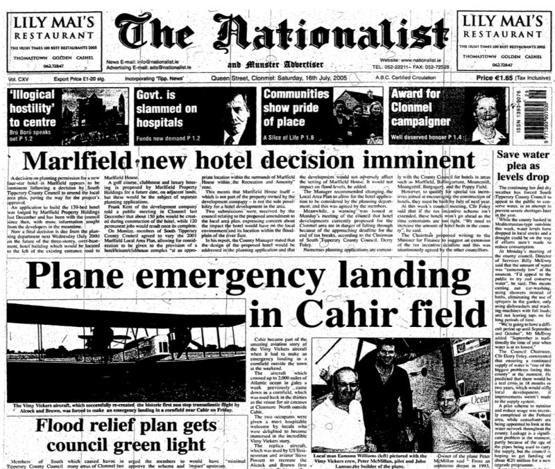 YESTERYEARS: Plane emergency landing in a field in Tipperary