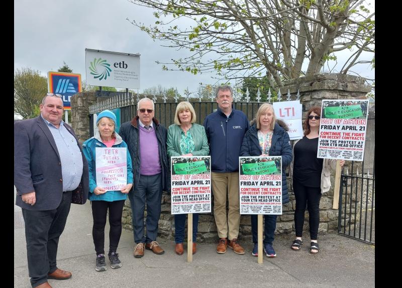 Tipperary adult education tutors demand improvements to their pay and conditions at Clonmel protest