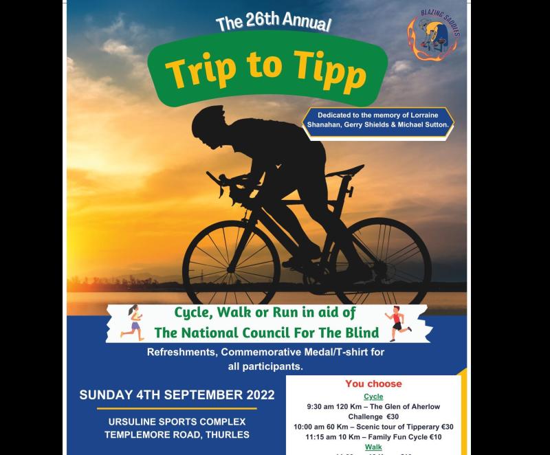 National Council for the Blind appeals for public support for its Trip to Tipp fundraising cycle, walk and run 