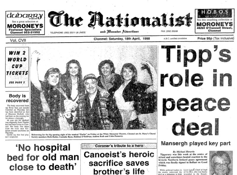 YESTERYEARS: Tipperary saw mixed and heated reaction to Northern Ireland peace agreement