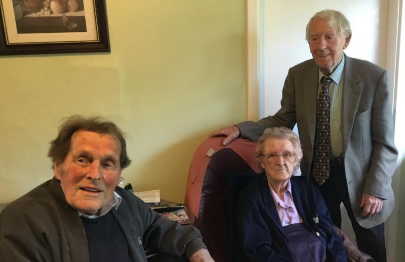 When school -pals meet again: Michael Keogh, Peggy Carroll( Ely) and Henry Cummins 