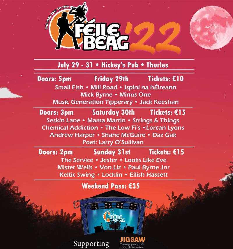 Thurles gears up for Féile Beag on July 29 - 31 in Hickey's Pub 