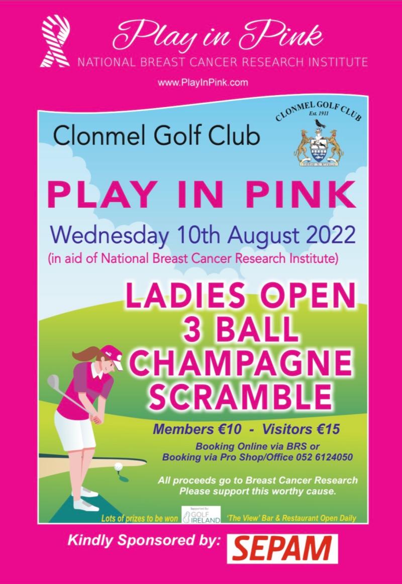 Play in Pink Open Day at Clonmel Golf Club - Support Breast Cancer Research