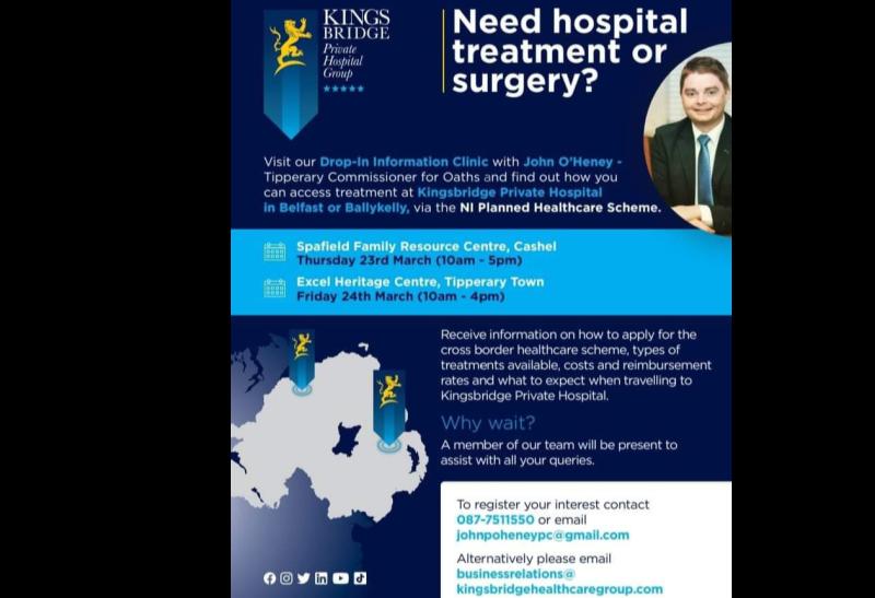 Tipperary people invited to attend cross border healthcare clinics