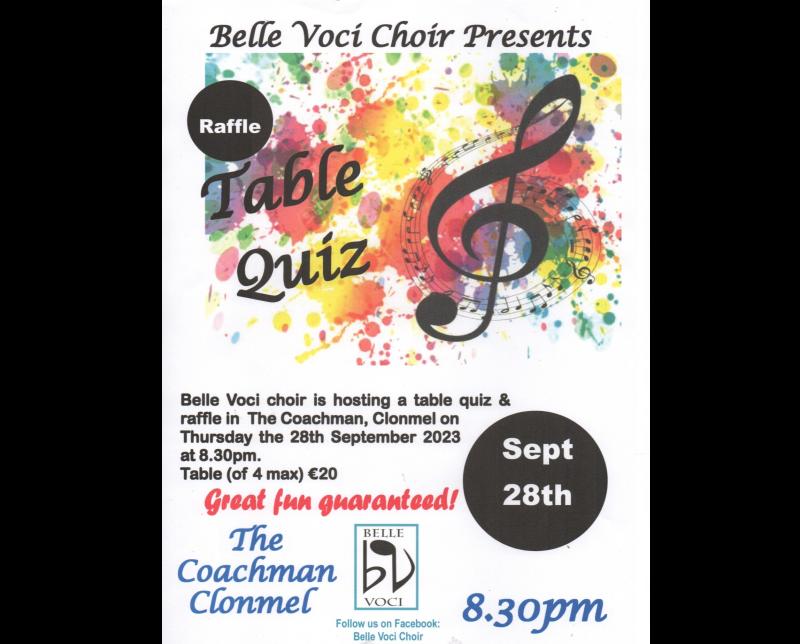 Tipperary choir to host fundraising table quiz
