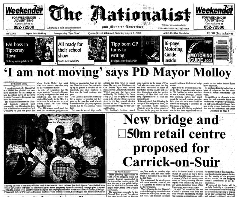 Yesteryears: New bridge and £50 million retail centre for Carrick-on-Suir
