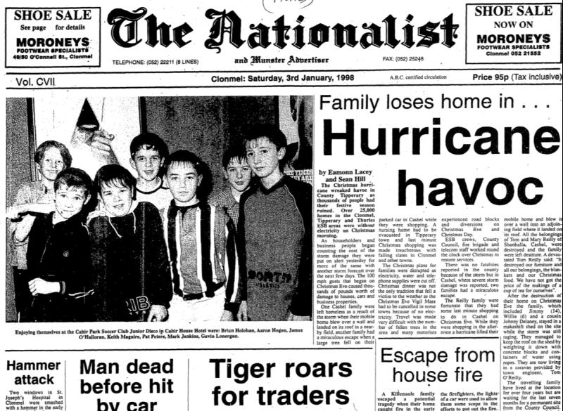 Yesteryears: Christmas Eve hurricane in south Tipperary - family loses home