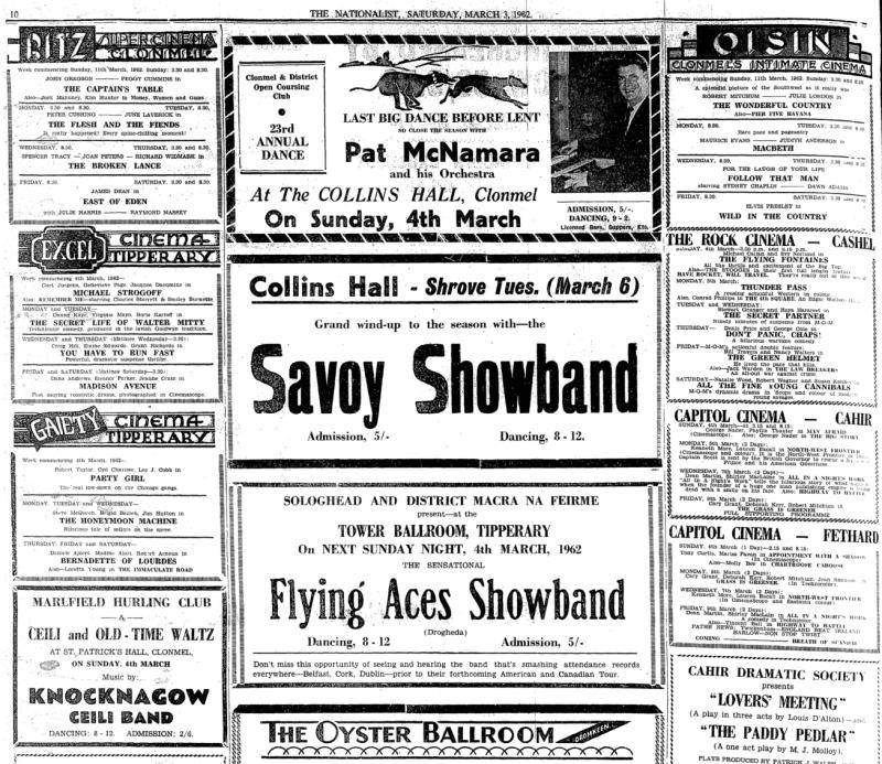 YESTERYEARS: Seven cinemas in south Tipperary - and showbands everywhere!