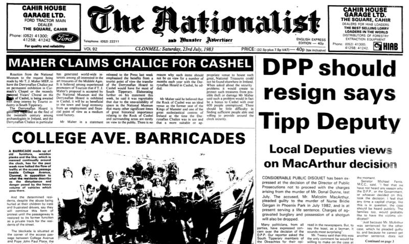 Yesteryears: Clonmel barricade manned around the clock by angry residents