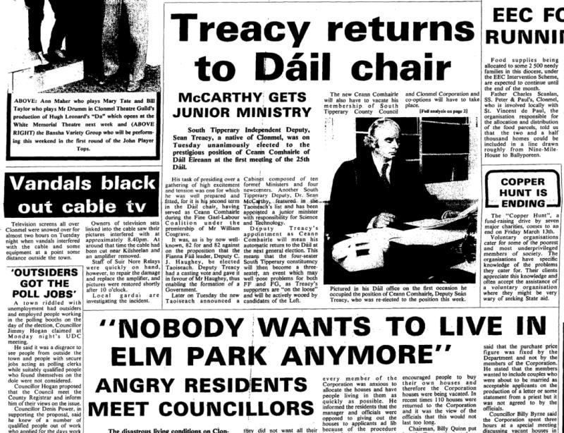 YESTERYEARS: Tipperary TD's vote elected Charles Haughey as Taoiseach