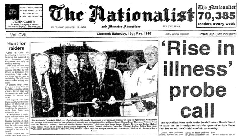 Yesteryears: Investigation in mysterious spate of serious illnesses in Tipperary
