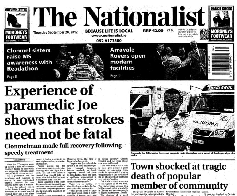 Yesteryears: Experience of Tipperary paramedic shows that strokes need not be fatal