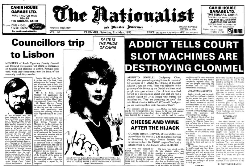 Yesteryears: Slot machines destroying Clonmel and causing more trouble than drugs or drink