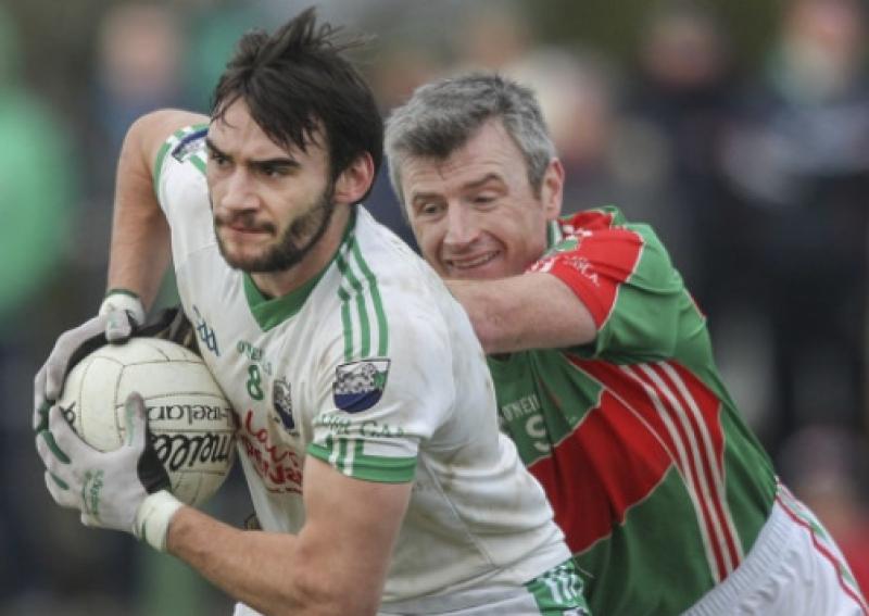 Eddie Kendrick was one of Cahirs best performers in Sundays drawn county final against Loughmore/Castleiney. Above he goes past Loughmore captain David Kennedy to set up another Cahir attack. The re