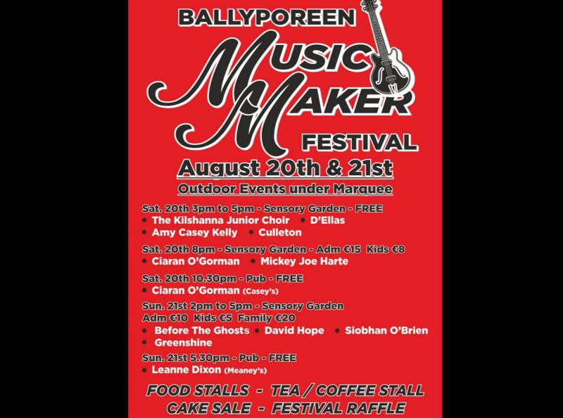 Great programme of entertainment on the bill for Ballyporeen Music Maker Festival this weekend