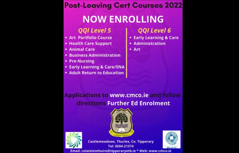 Coláiste Mhuire Thurles is now enrolling for post-leaving certificate courses