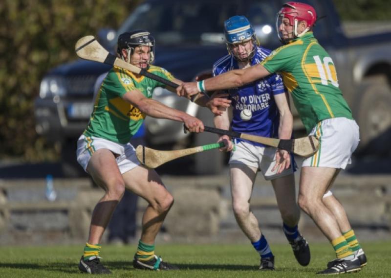 No way through. Clonoulty/Rossmores Timmy Hammersley and Tom Butler block Tom Fox, Eire Og Annacarty during Saturdays County Senior Hurling Championship encounter in Golden.