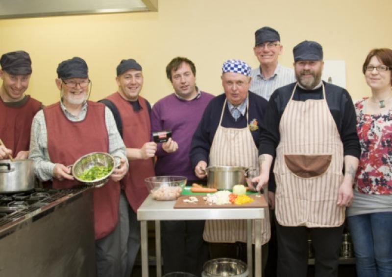 Members of Cashel Men's Shed Group who are partaking in cookery lessons in Spafield Family Resource Centre, being presented with tool vouchers  from McQuillian Tools.  Brian Kelly, Sean Keenan, Derek Ryan, John McEvoy (Irish Mens Sheds Association), James Mangan, Martin Coughlan (Cookery Teacher),  Brendan Ralph and Deirdre O'Connor (Outreach Officer S.F.R.C.).