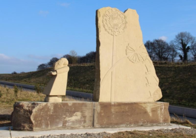 The newly installed artwork "The Dandelion" by artist Michael Disley.