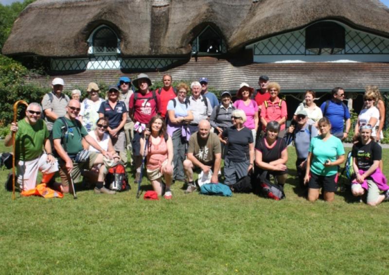 Walkers who embarked on the St. Declan's Way journey pictured outside the splendid Swiss Cottage in Cahir.