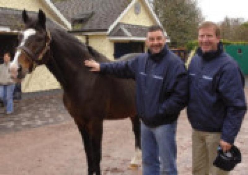 Former Liverpool and Ireland soccer stars John Aldridge and Ronnie Whelan with legendary Coolmore stallion Sadler's Wells - the Fethard stud is now heading for the Chinese market.