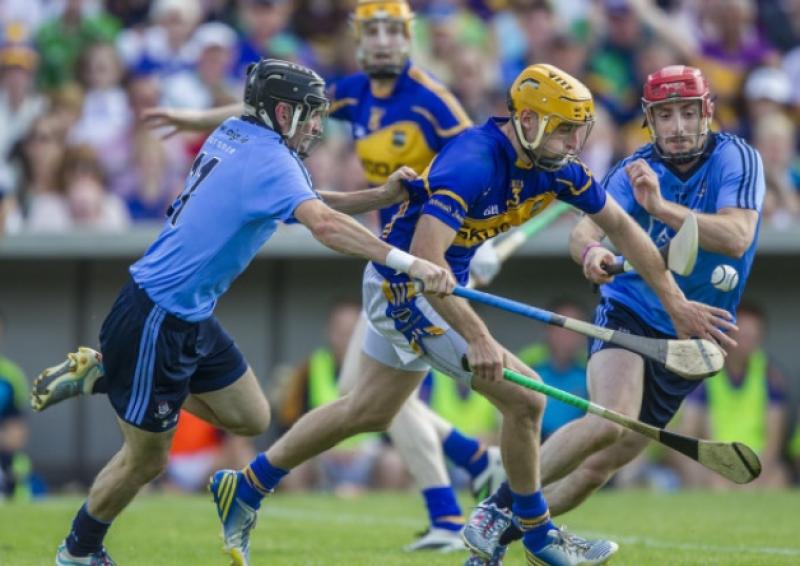 Shane McGrath shows great determination against Alan McCrabbe and Ryan ODwyer when Tipperary beat Dublin in Sundays All-Ireland Senior Hurling Championship quarter-final in Thurles.