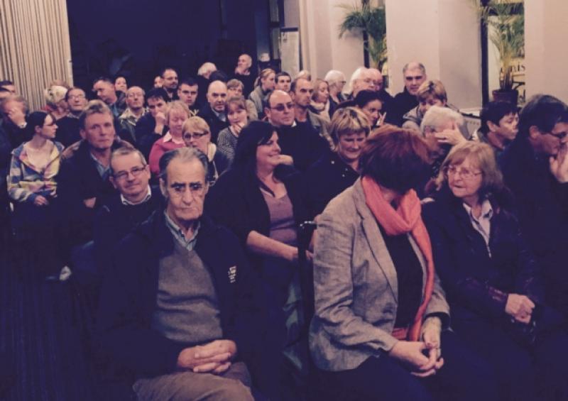 A section of the attendance at a water charge protest meeting held in Clonmel on Monday night