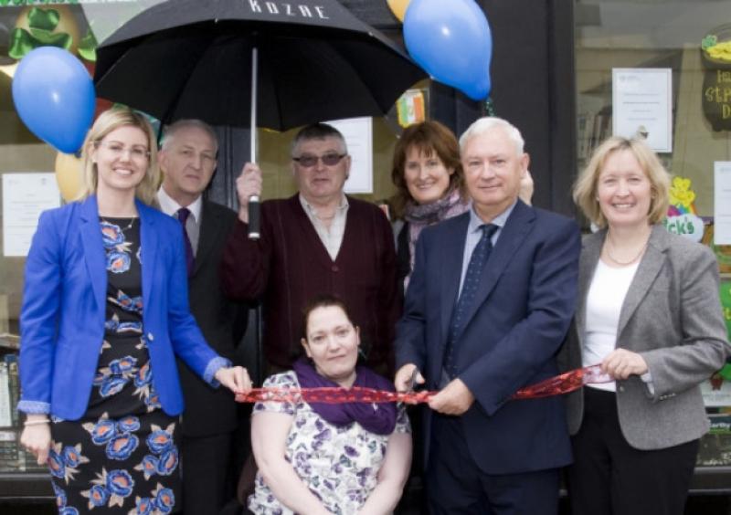 Pictured at the official opening of the ABI bookshop (the first of it's type in the country) in Cashel recently. L/R. Katie Cunningham, (ABI) Martin Quinn, (Tipperary Developement Co) Seamie Kennedy, (staff)  Anne Marie Carew, (staff)  Olivia Quinlan, (Cashel Heritage Trus) Cllr. Tom Wood, (who performed the opening) Mary Heffernan, Regional Manager (ABI).
