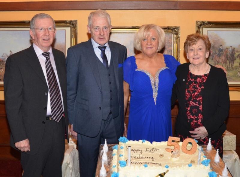 Pictured at Wrenn family celebrating a 50th wedding anniversary recently are: L/R PJ Wright ,Michael Wrenn, Theresa Wrenn, Sally Whelan.