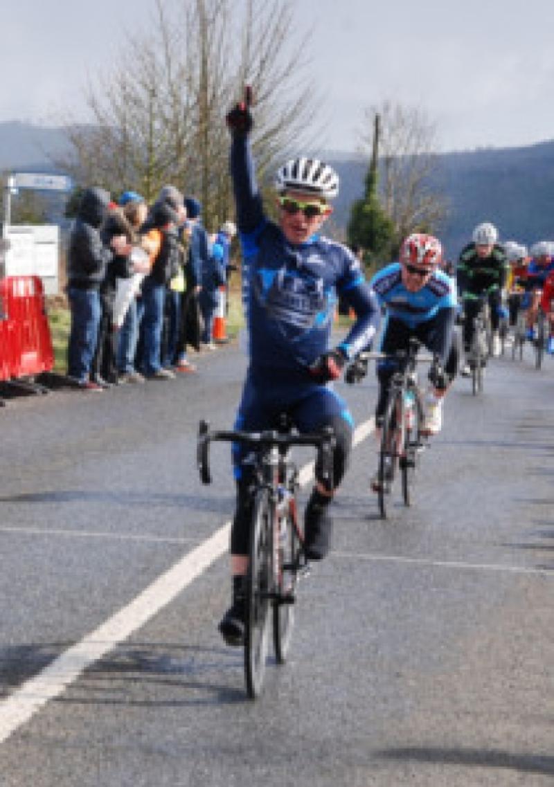 Paudi O'Brien salutes the crowd as he wins the Carrick Wheelers Cup in Carrick on Suir on St Patrick's Day.
