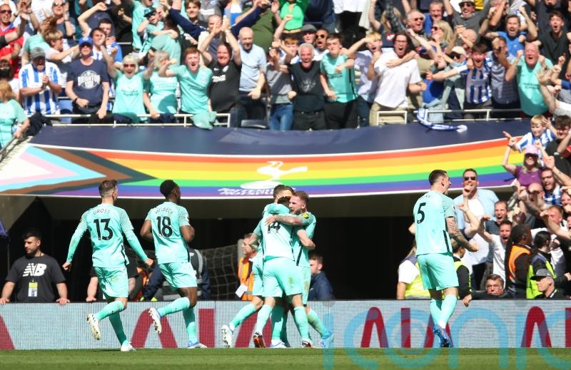Brighton produce late drama to land blow on Tottenham’s top-four hopes
