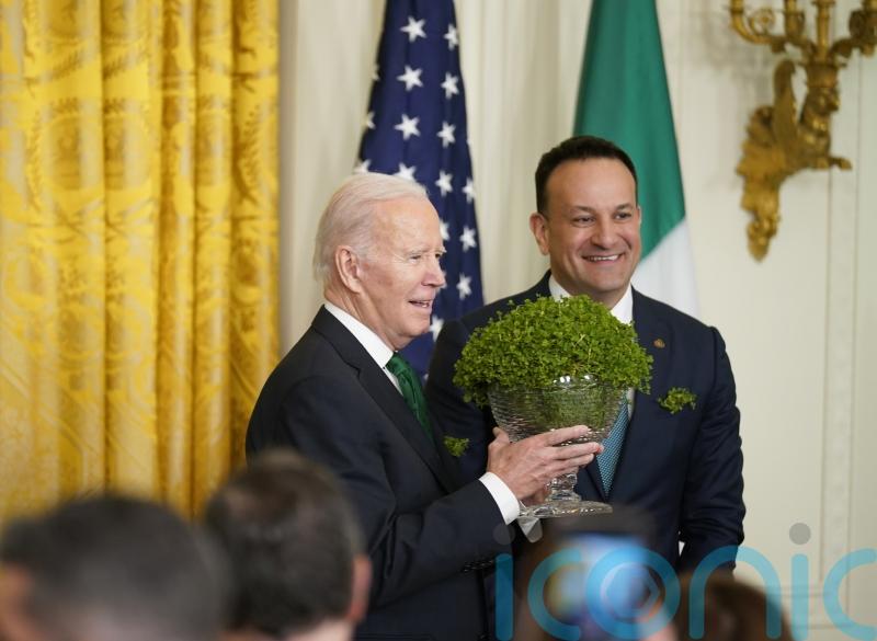 Varadkar presents Joe Biden with shamrock bowl in St Patrick’s Day finale