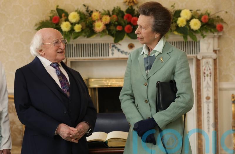 Irish president meets Princess Royal at his official Dublin residence