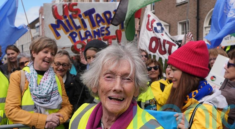 91-year-old woman walks 220km to protest over US military at Co Clare airport