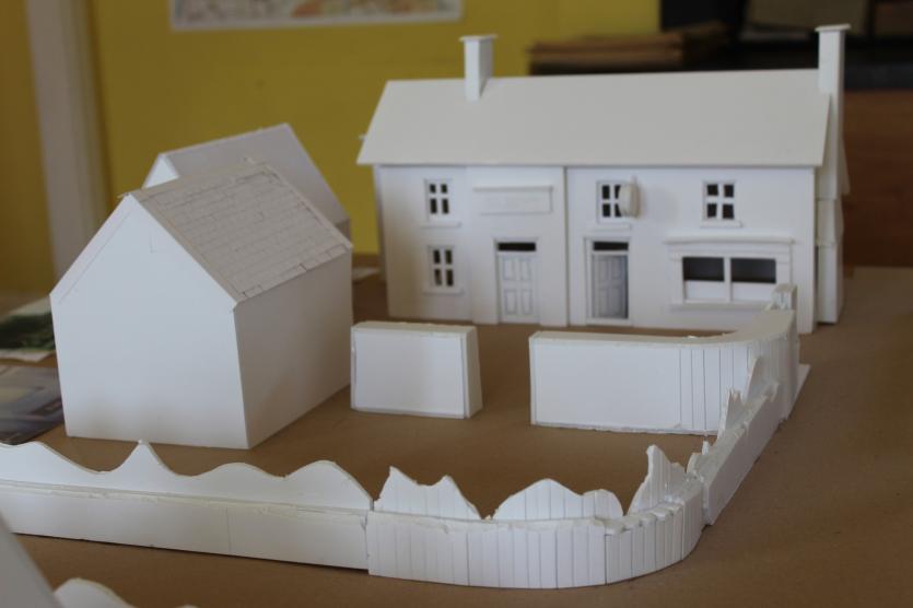 Models of some of the buildings in The Commons which were designed and built by Katy Goodhue.