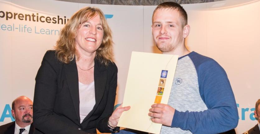 Paul Heffernan, Motor Mechanics, "Keen Car", Co. Tipperary pictured with Dr. Mary Liz-Trant (SOLAS, CEO)
