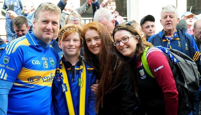 The Leahy family from Clonmel on Talbot Street this morning before the big game. Photo by Eamonn McGee