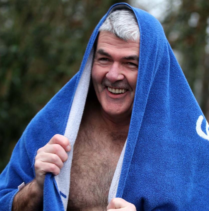 Local swimmer Pat O'Flaherty completed a sponsored swim at youghal Quay during the Christmas Season in aid of North Tipperary Hospice.  Photo: Bridget