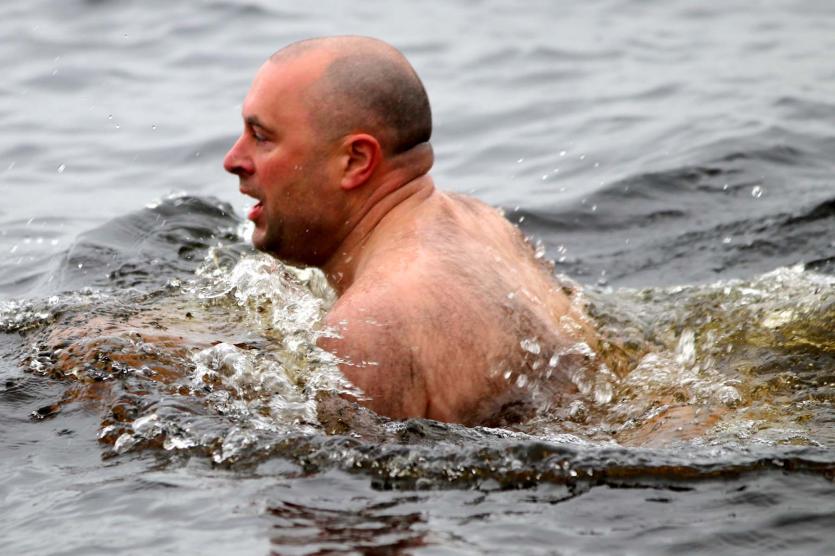 Borrisokane man Declan Cormican swimming at Youghal Quay over the Christmas Season.  Picture: Bridget Delaney