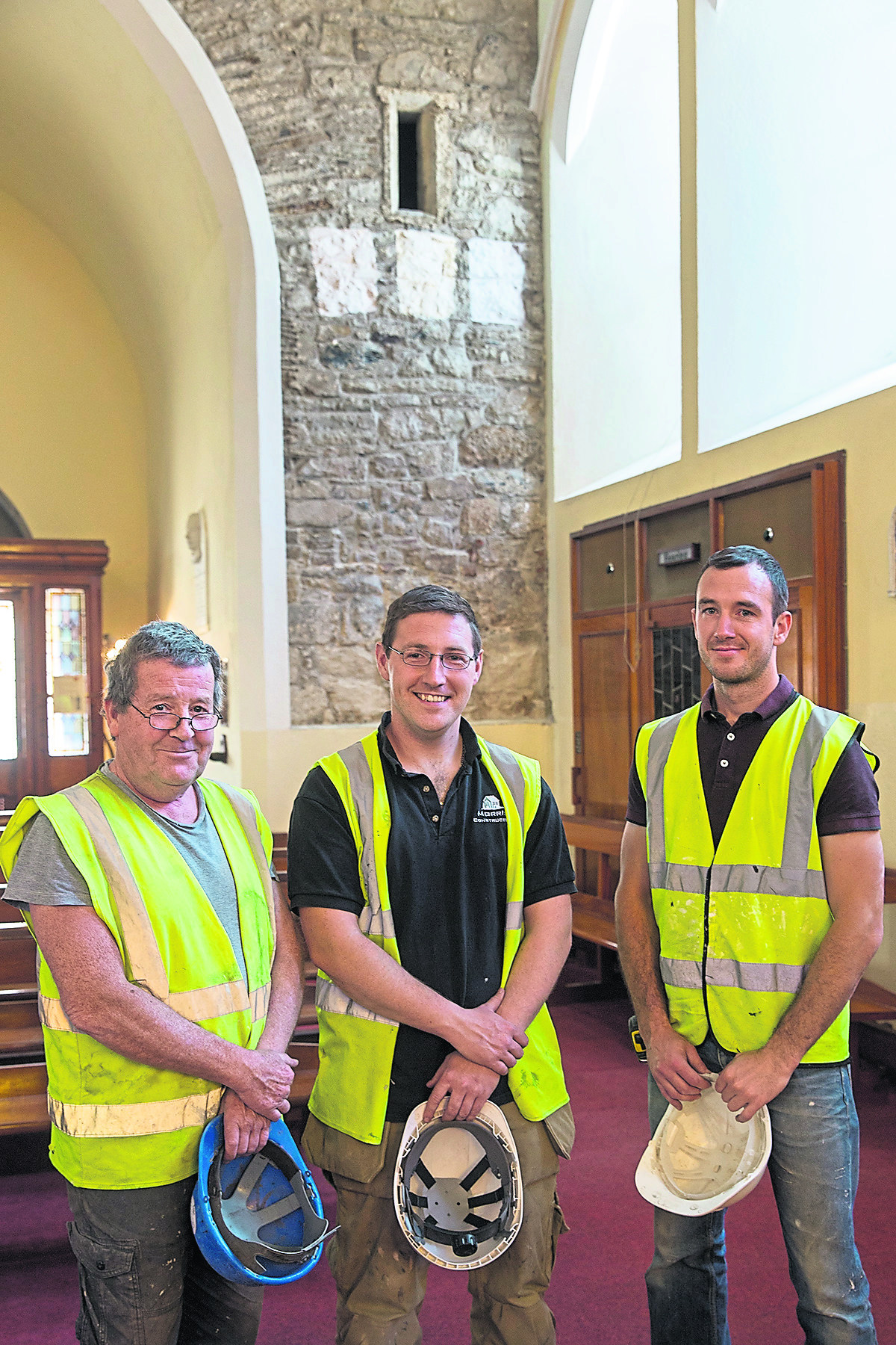 Workers on the restoration