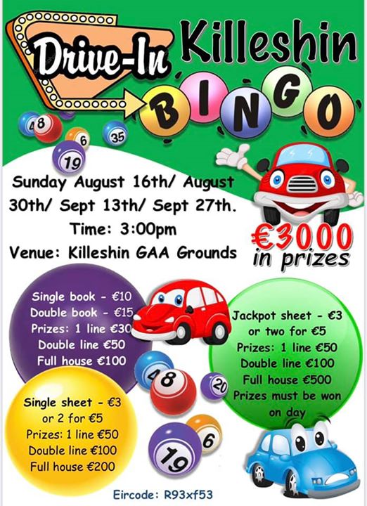 Drivein bingo with €3,000 worth of prizes to draw Carlow crowds