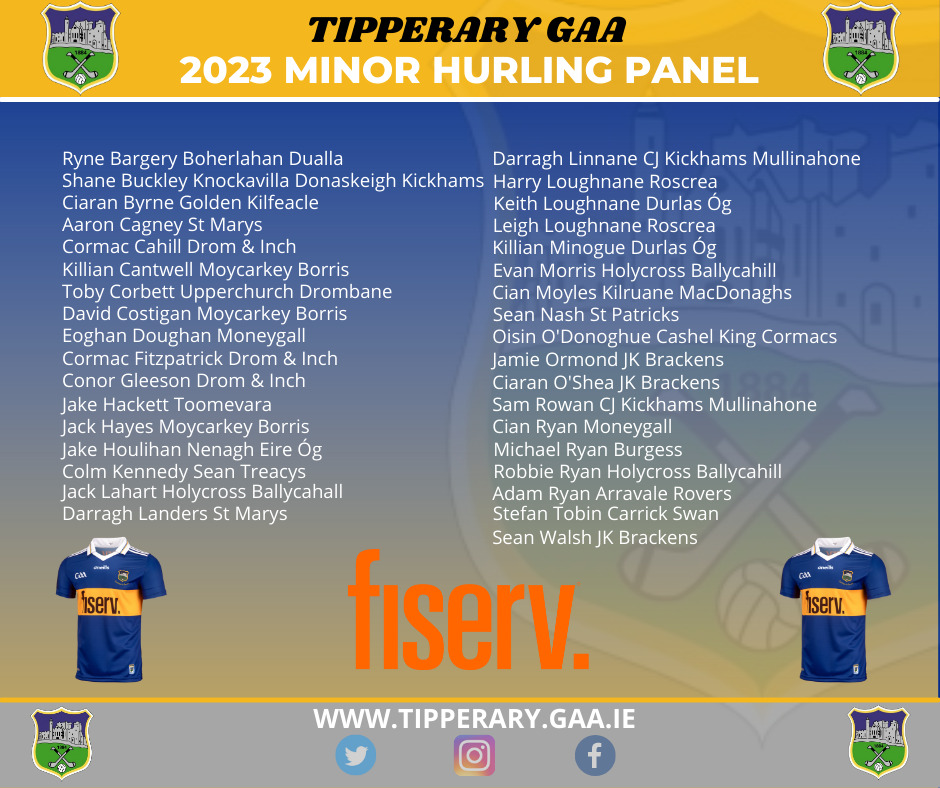 Tipperary minor hurling panel for 2023 title defence named Ireland Live